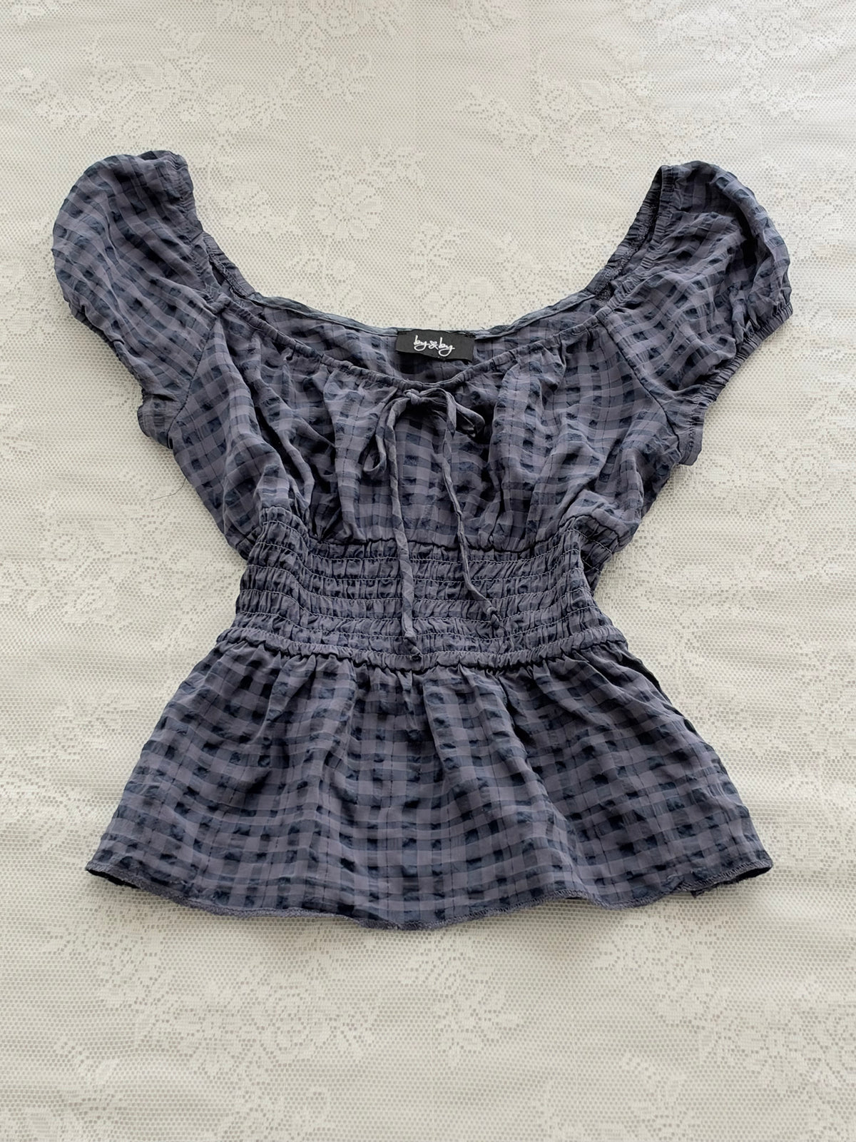 Blue plaid top