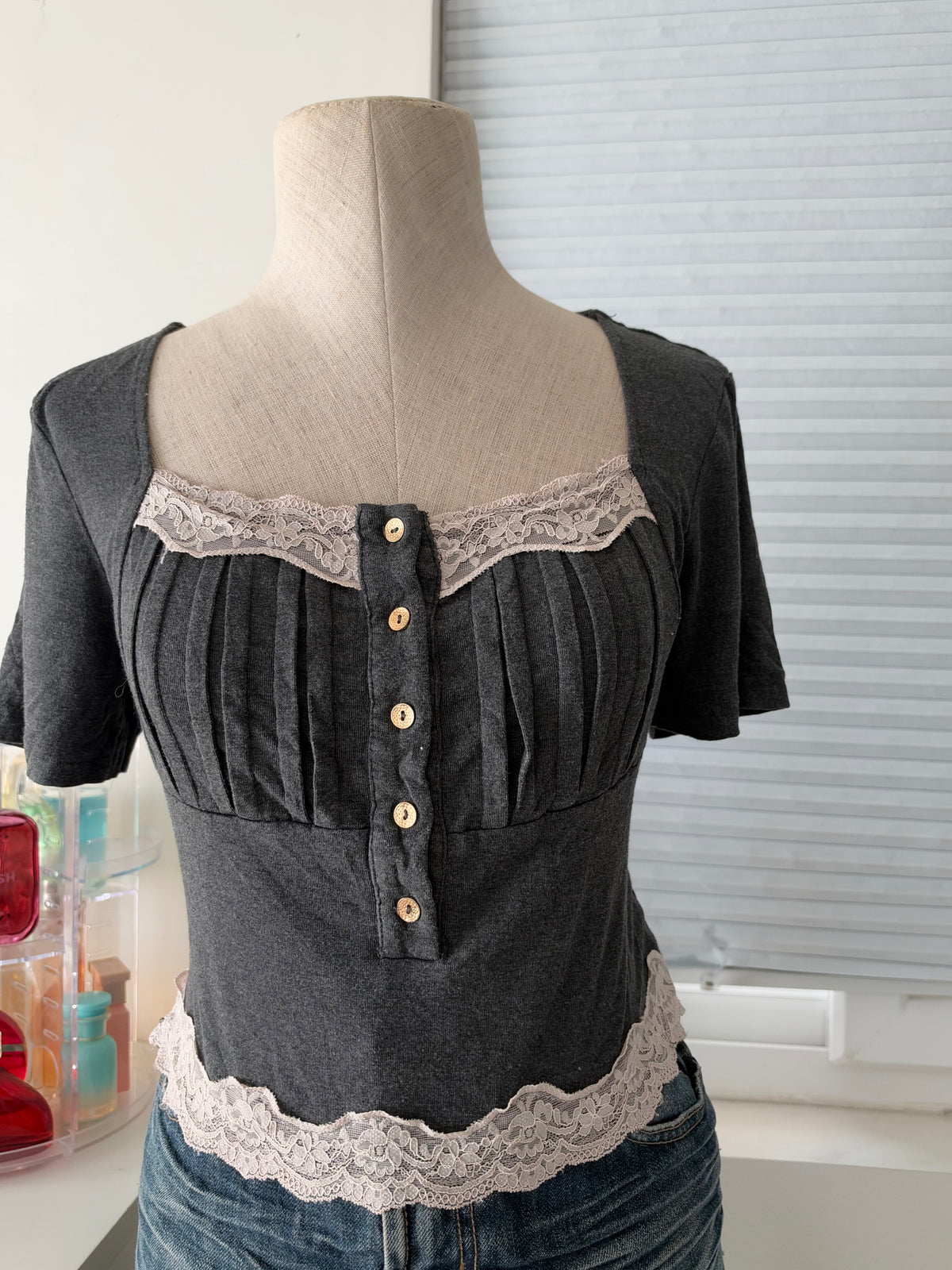 Grey lace top