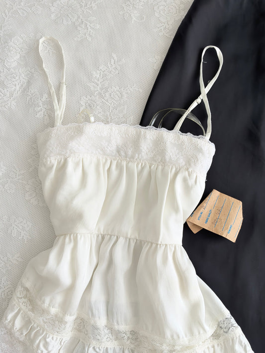 White satin lace top