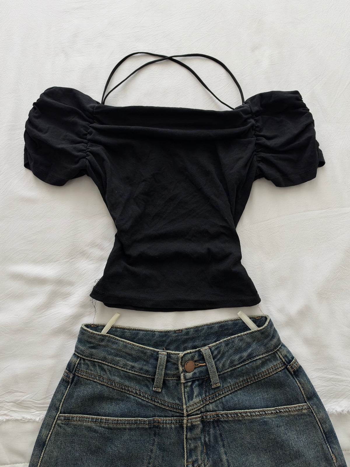 Black off shoulder top