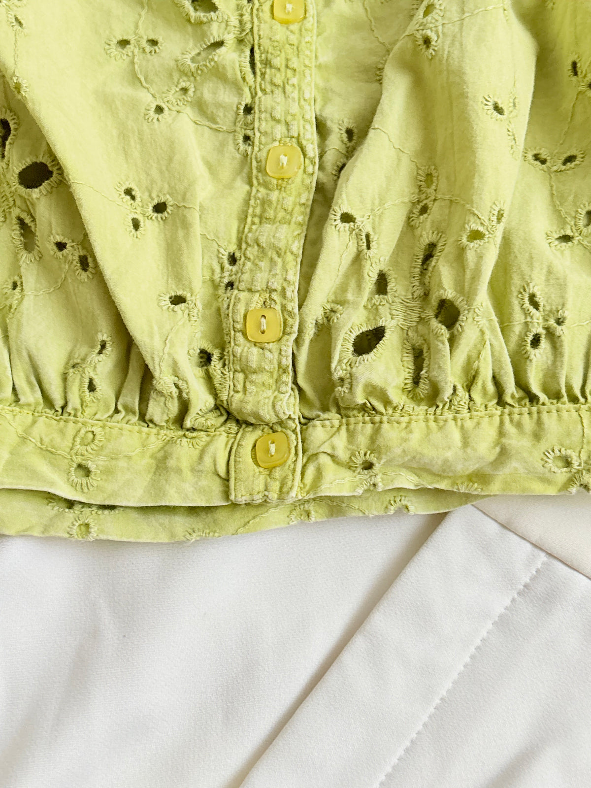 Cute lime eyelet top