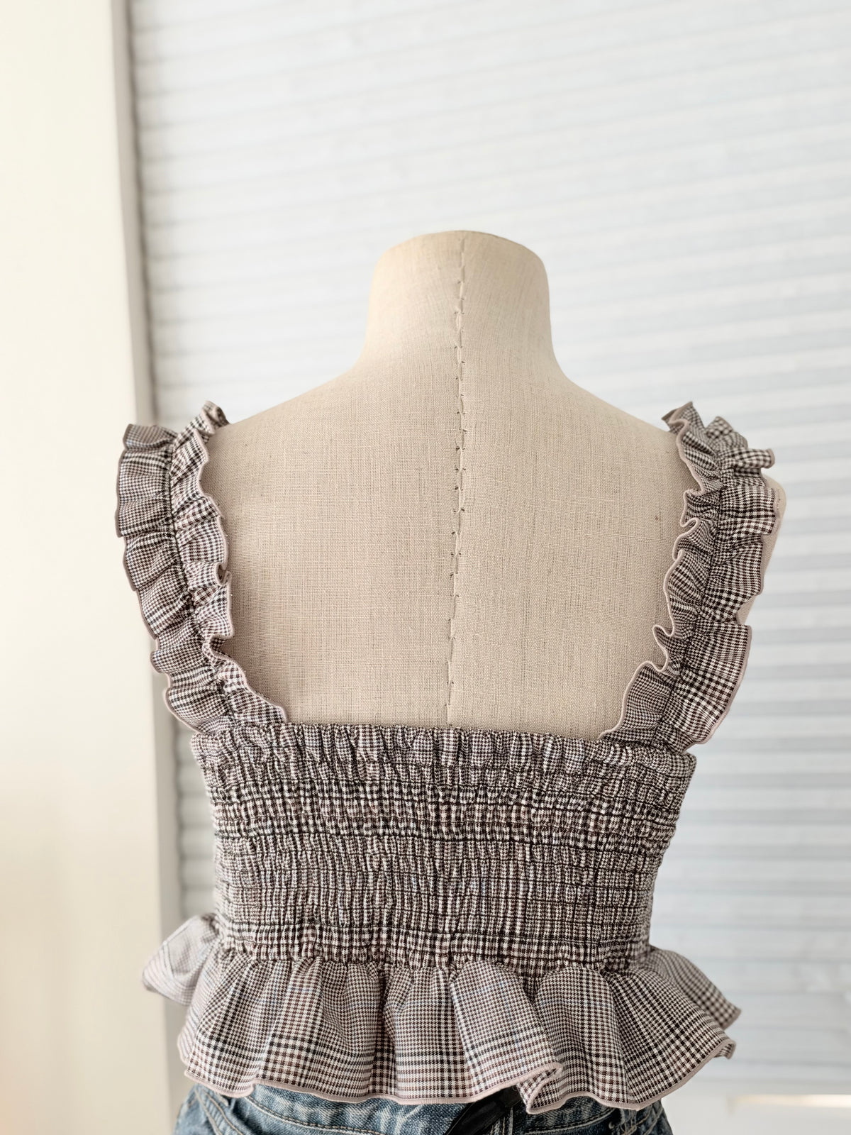 Grey plaid top