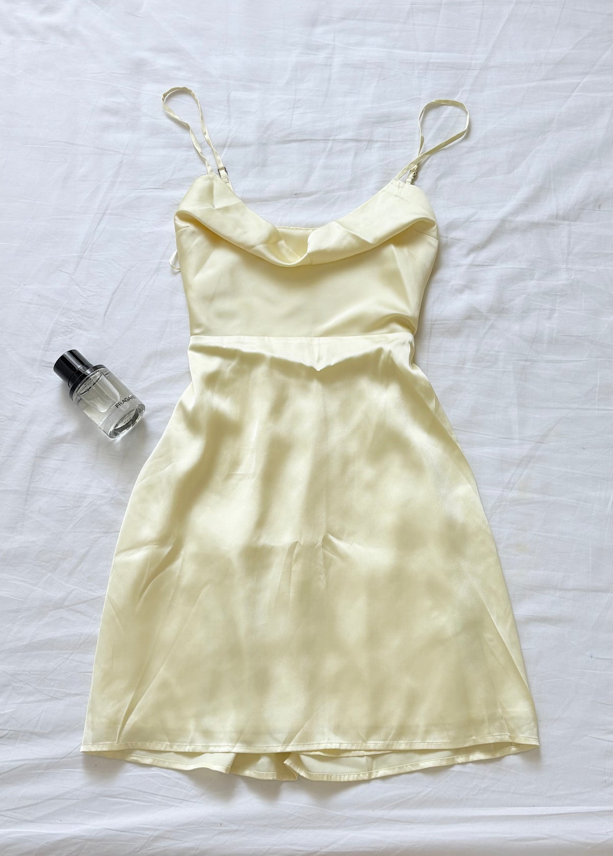 Yellow satin cowl neck dress- hollister