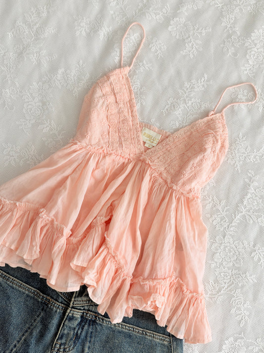 Peach frill top
