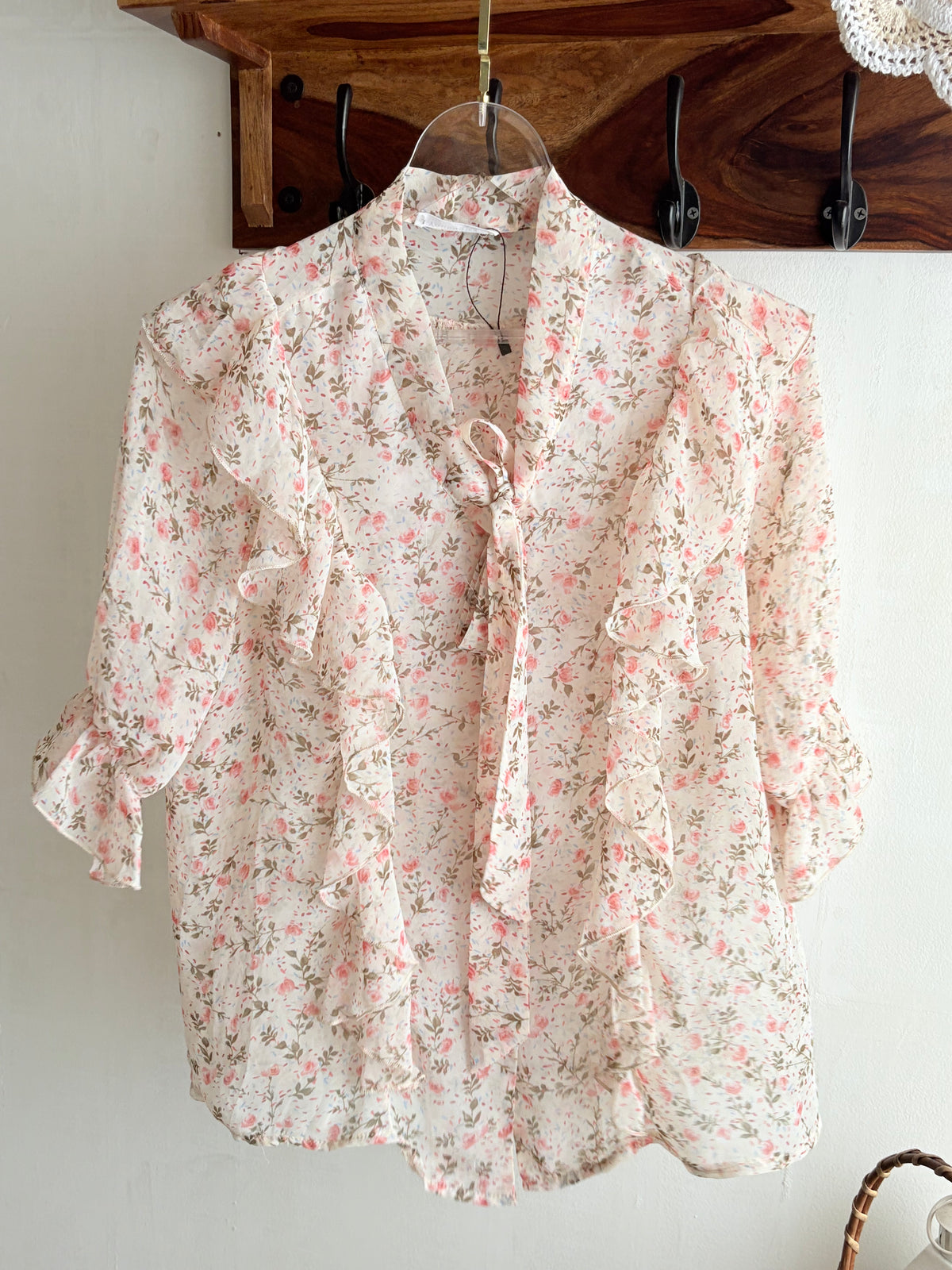 Pink floral chiffon