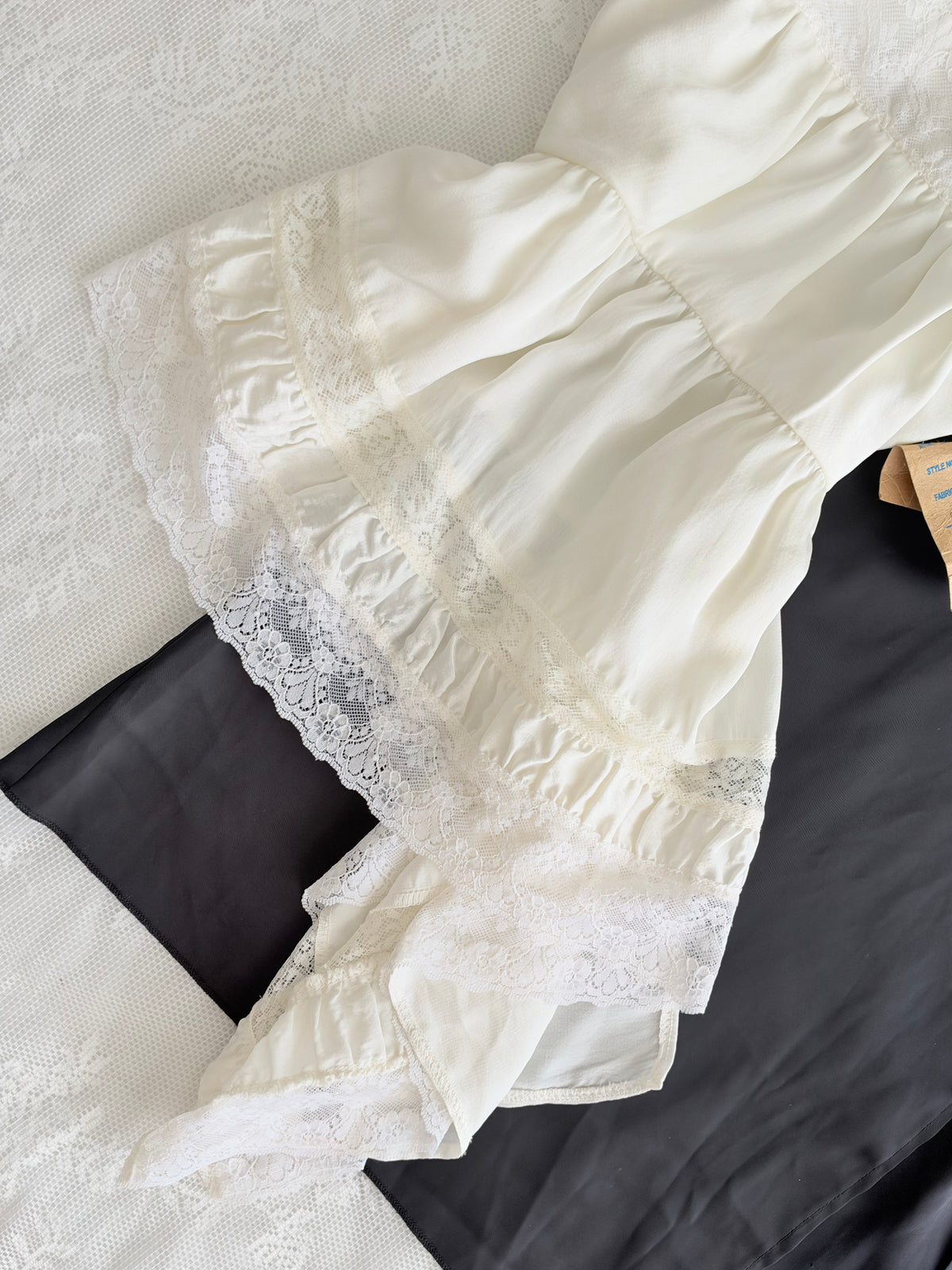 White satin lace top