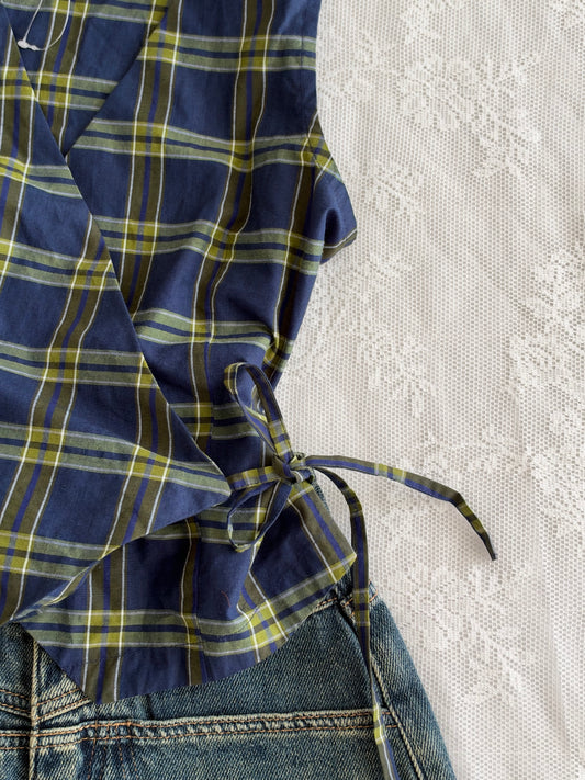 Plaid wrap top