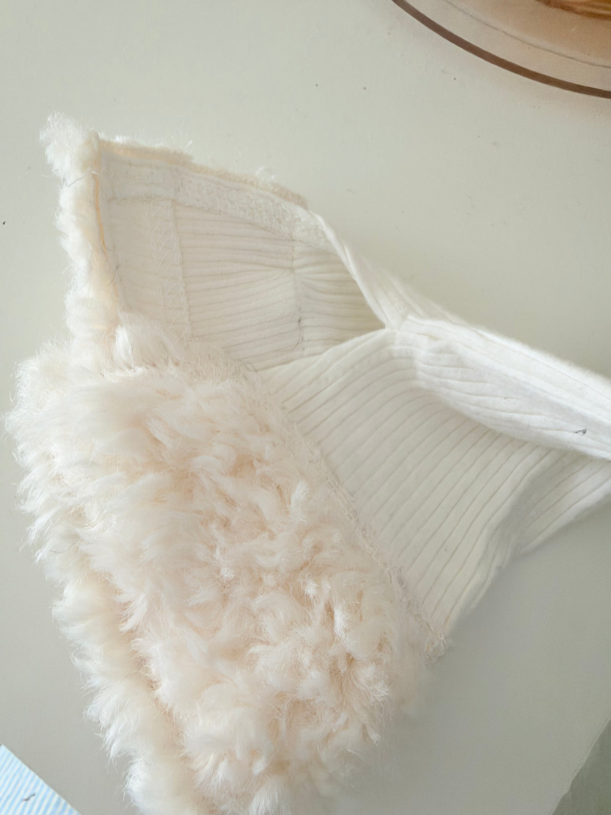 White overlay ribbed top