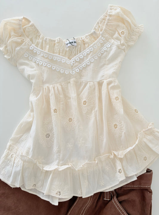 Stella floral embroidered top
