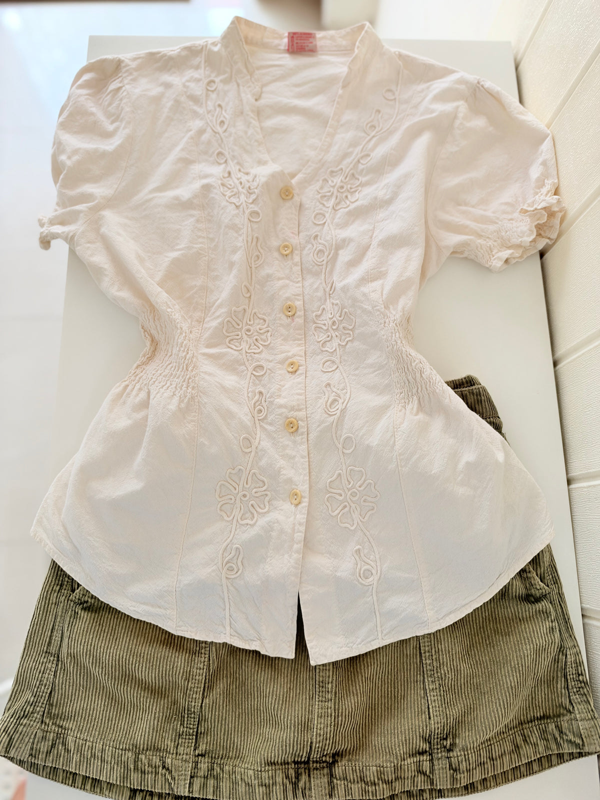 Cream embroidered top