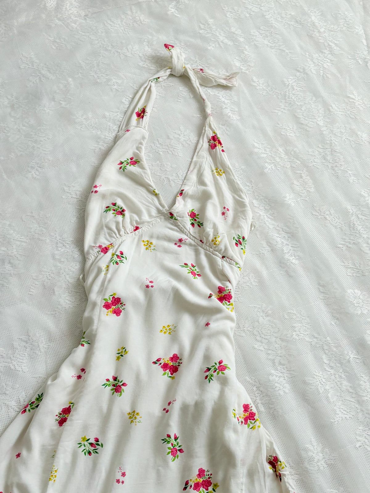 Floral halter slit dress