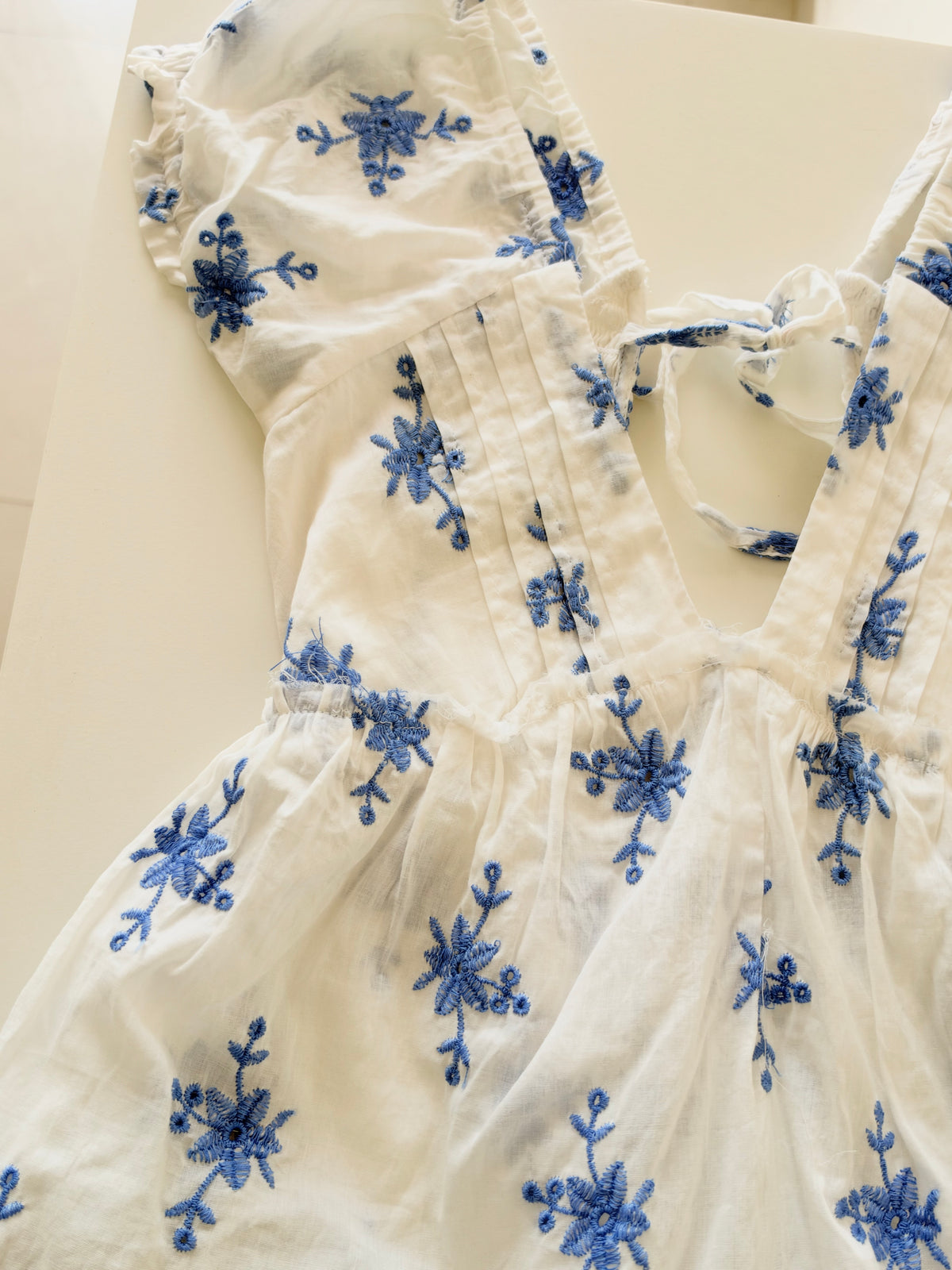 Blue embroidered top