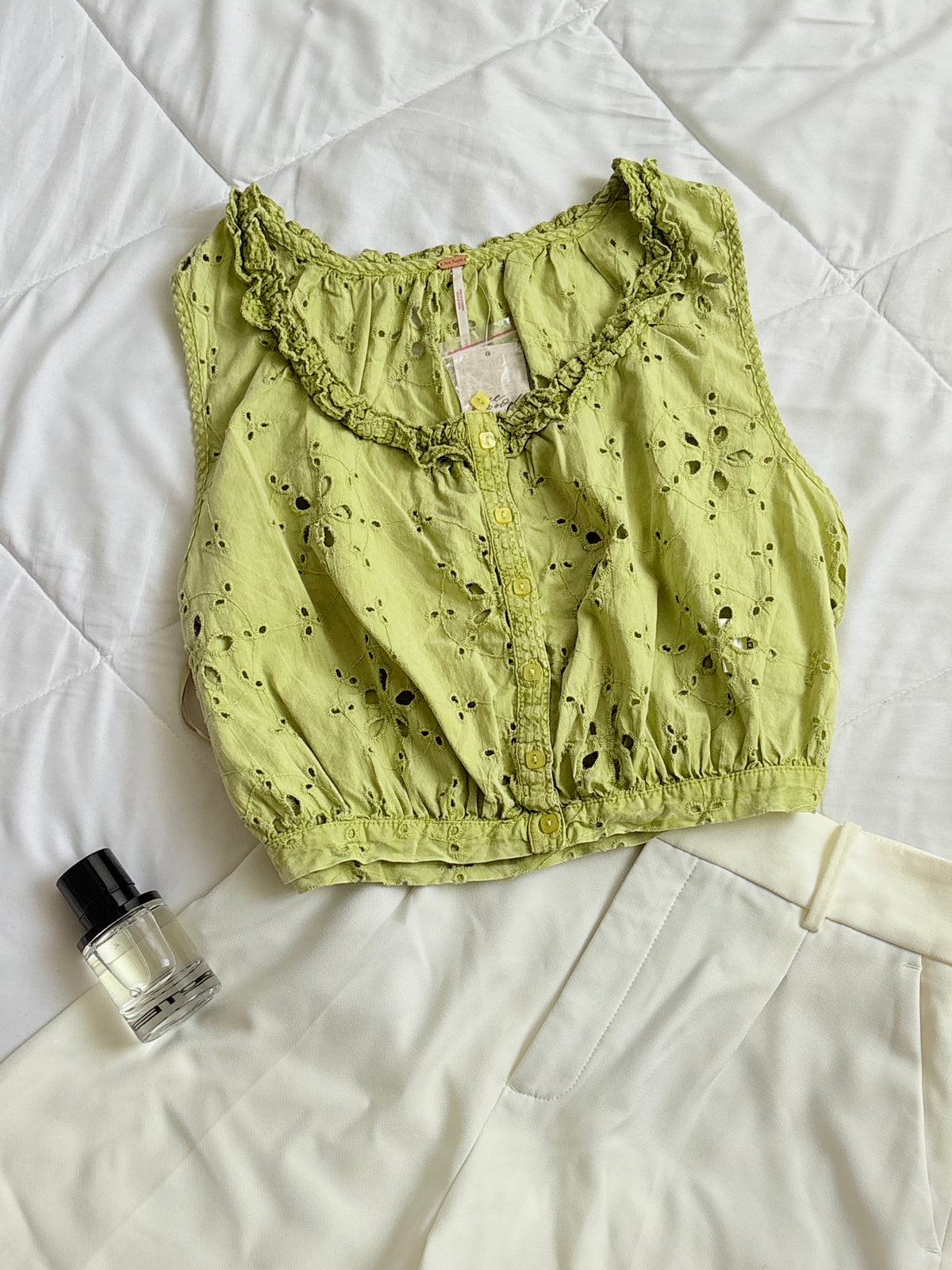 Cute lime eyelet top