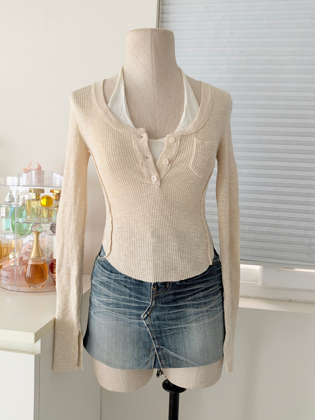Cream henley halter top