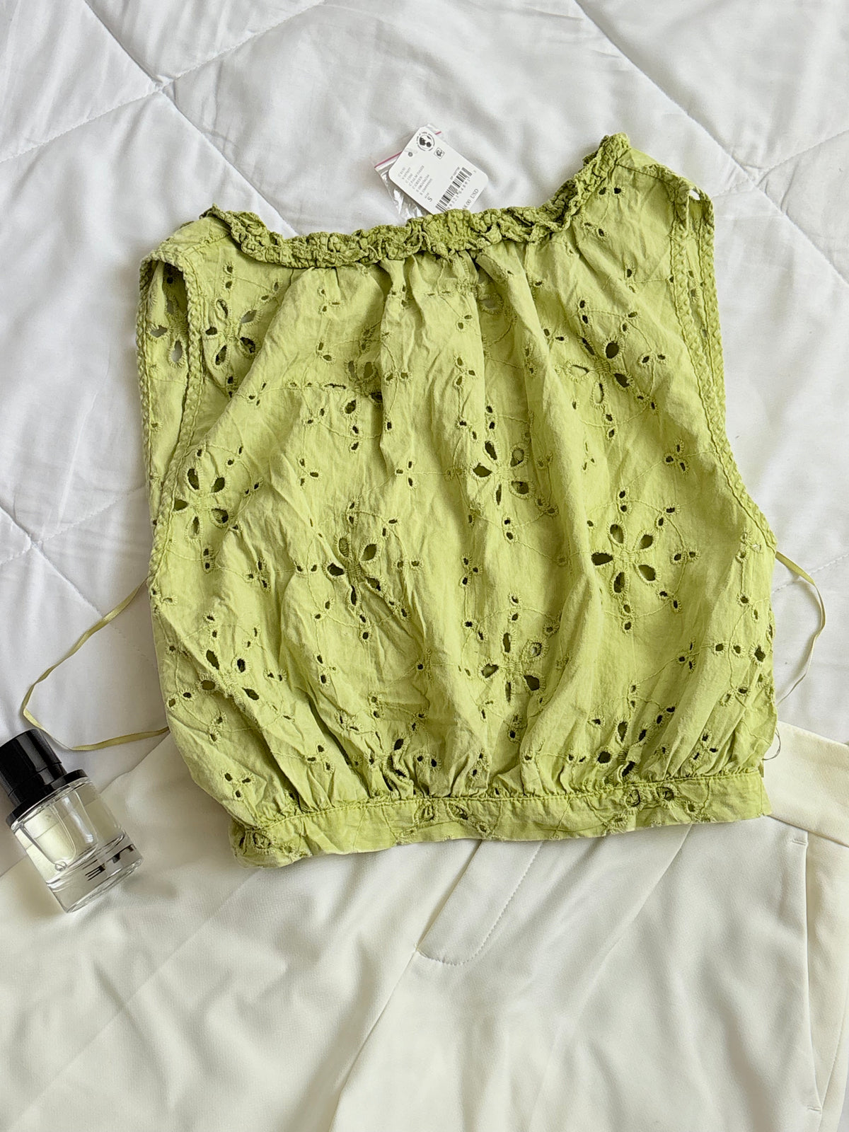 Cute lime eyelet top