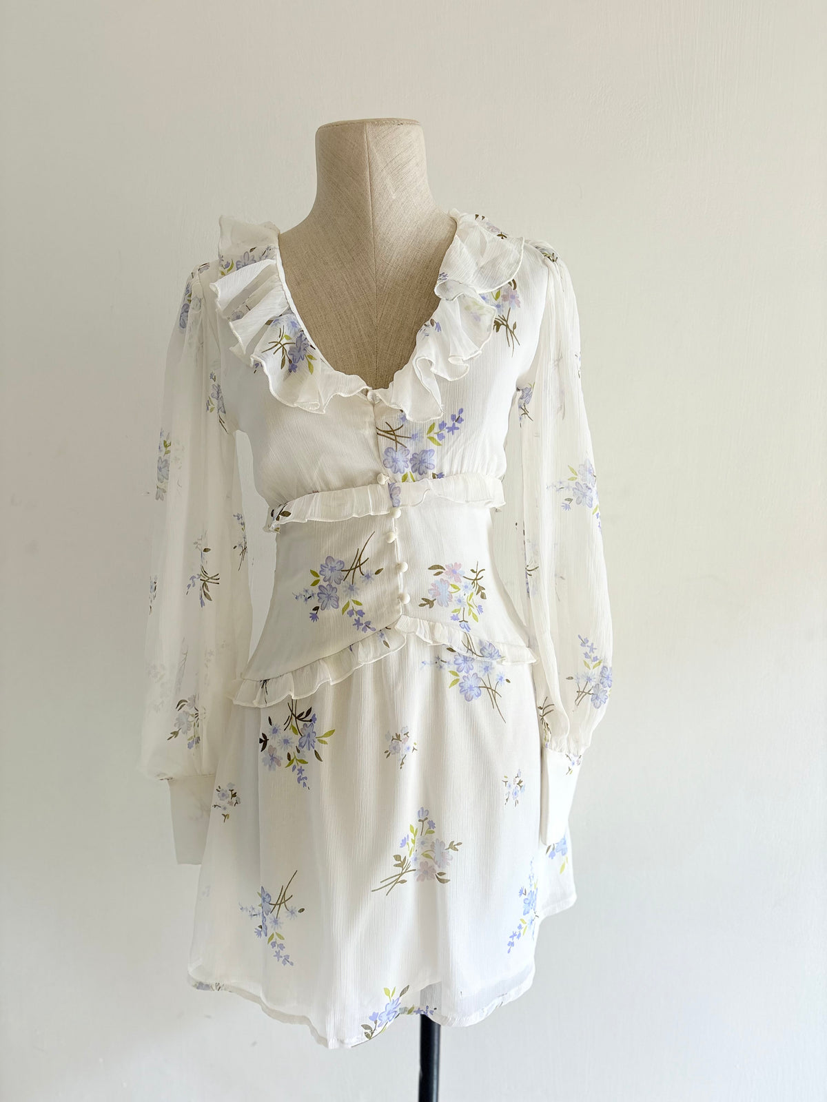 White blue floral dress
