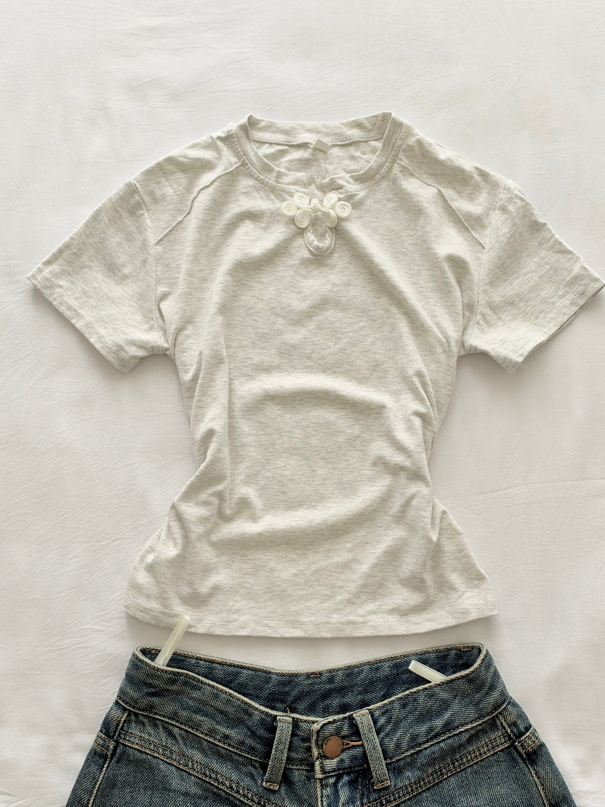 Grey chinese collar top
