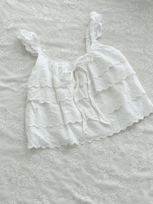 White ruffle top