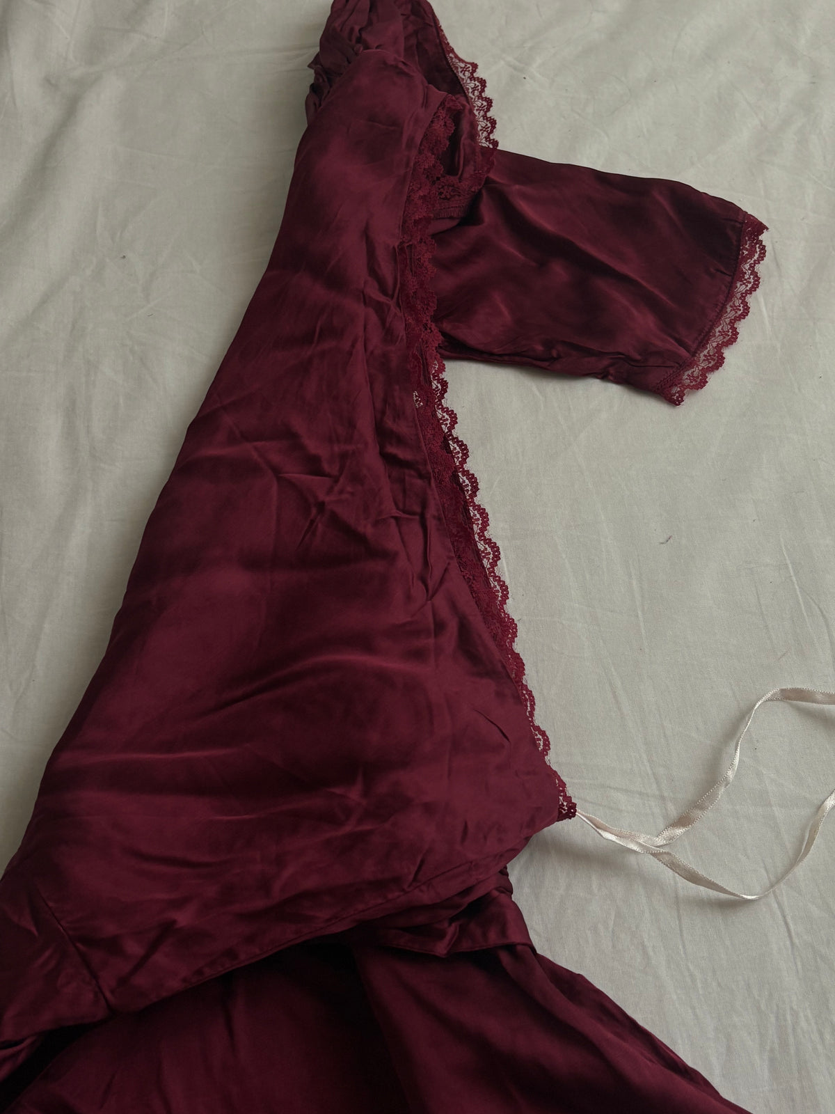 Maroon satin belt top