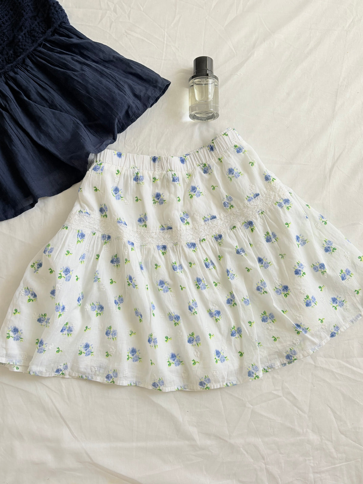 Blue floral skirt
