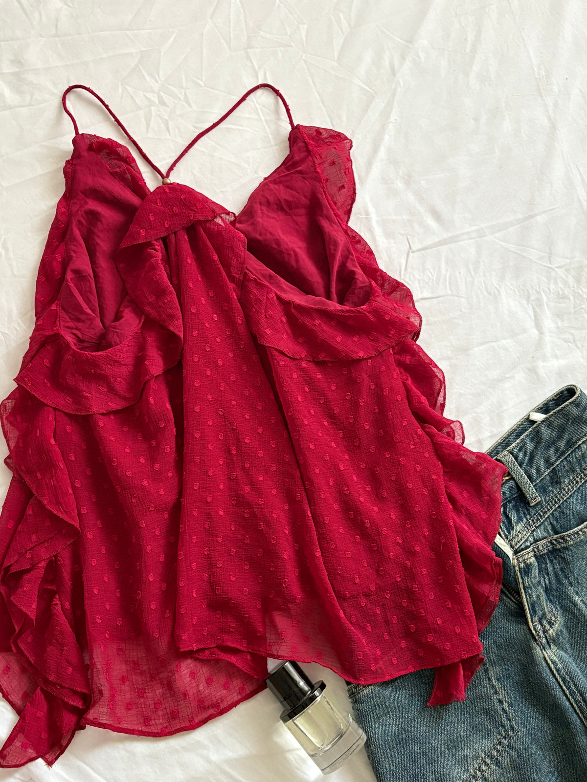 Maroon ruffle a line