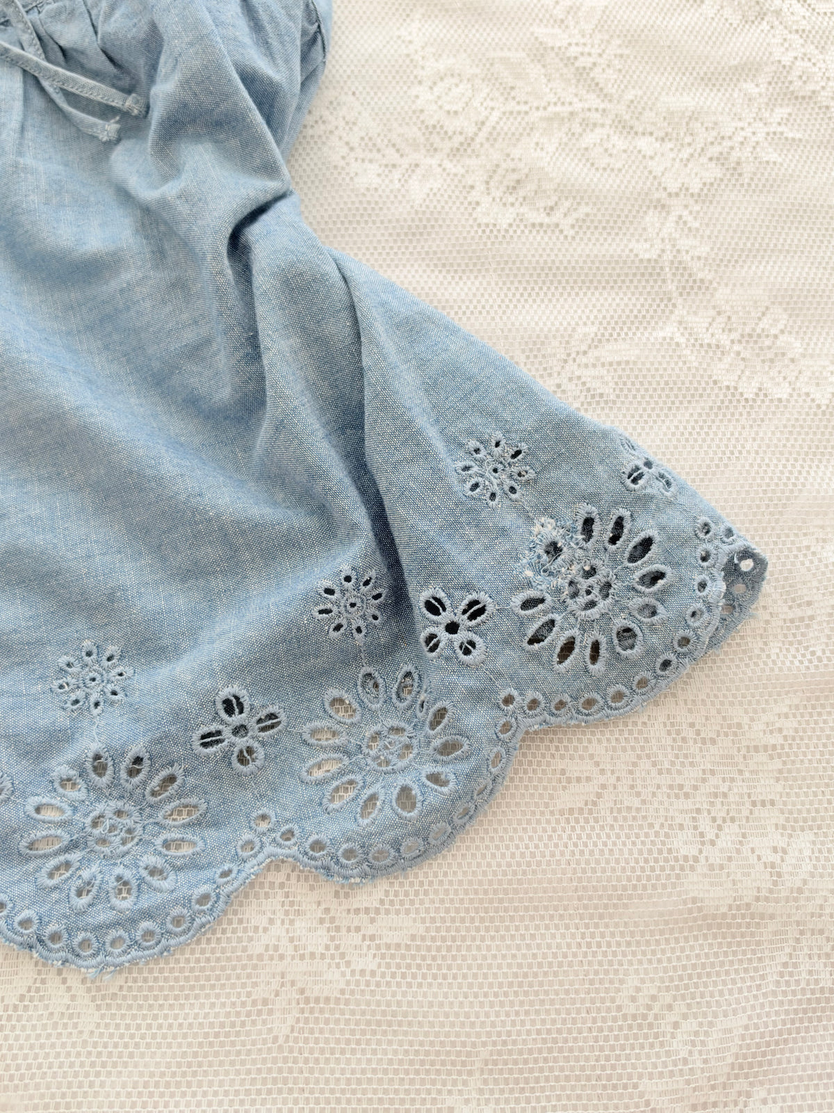 Blue eyelet top