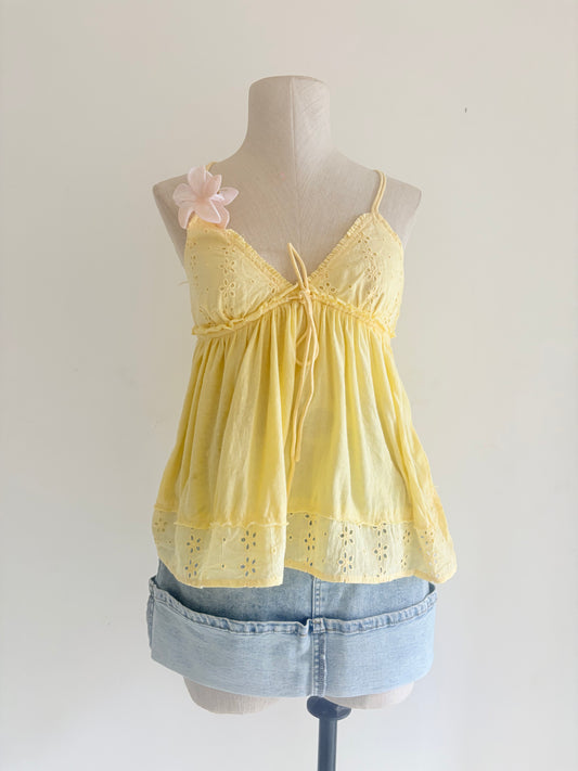 Yellow eyelet top