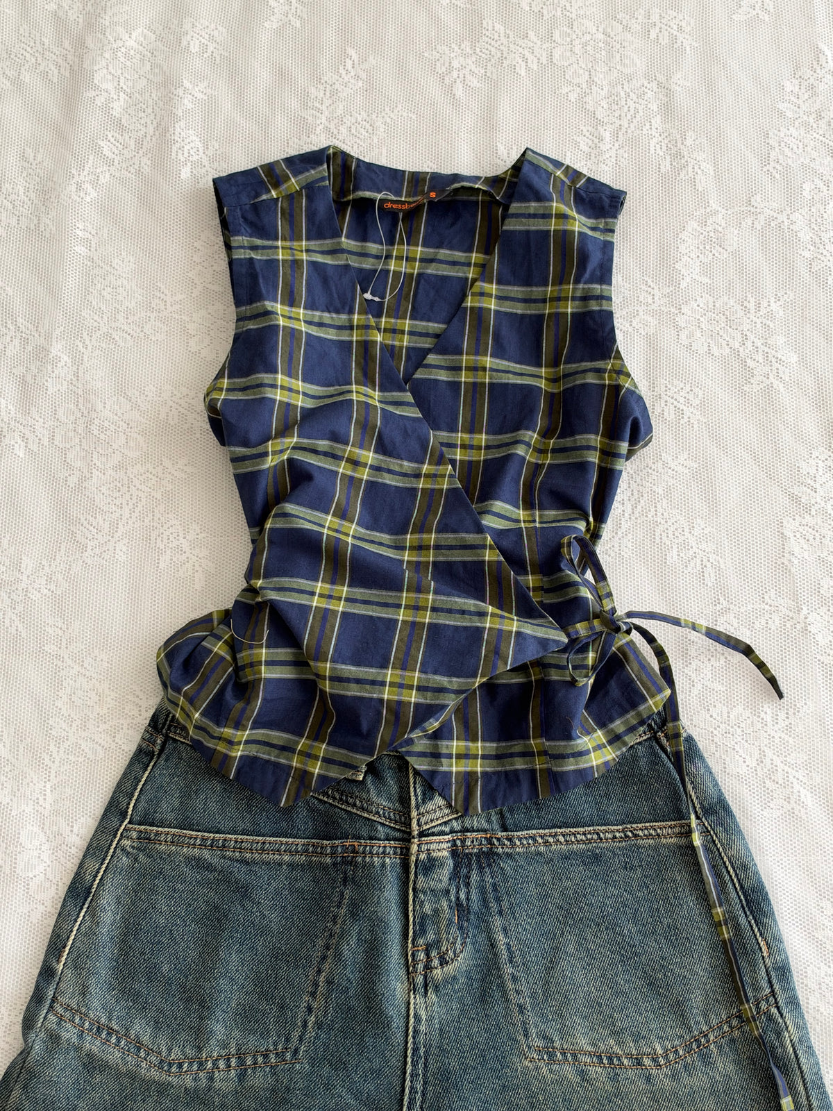 Plaid wrap top