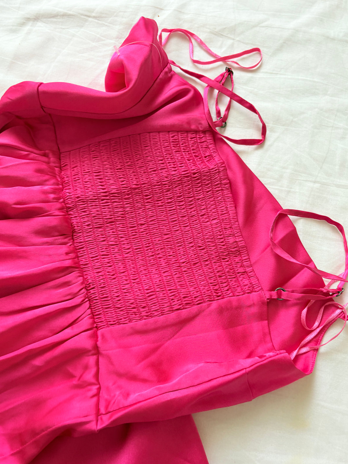 Fushia satin cowl neck dress- hollister