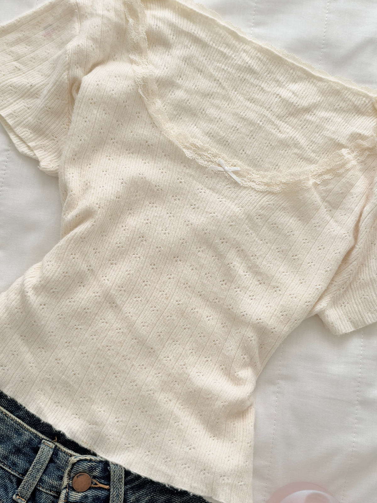 Cream lace top
