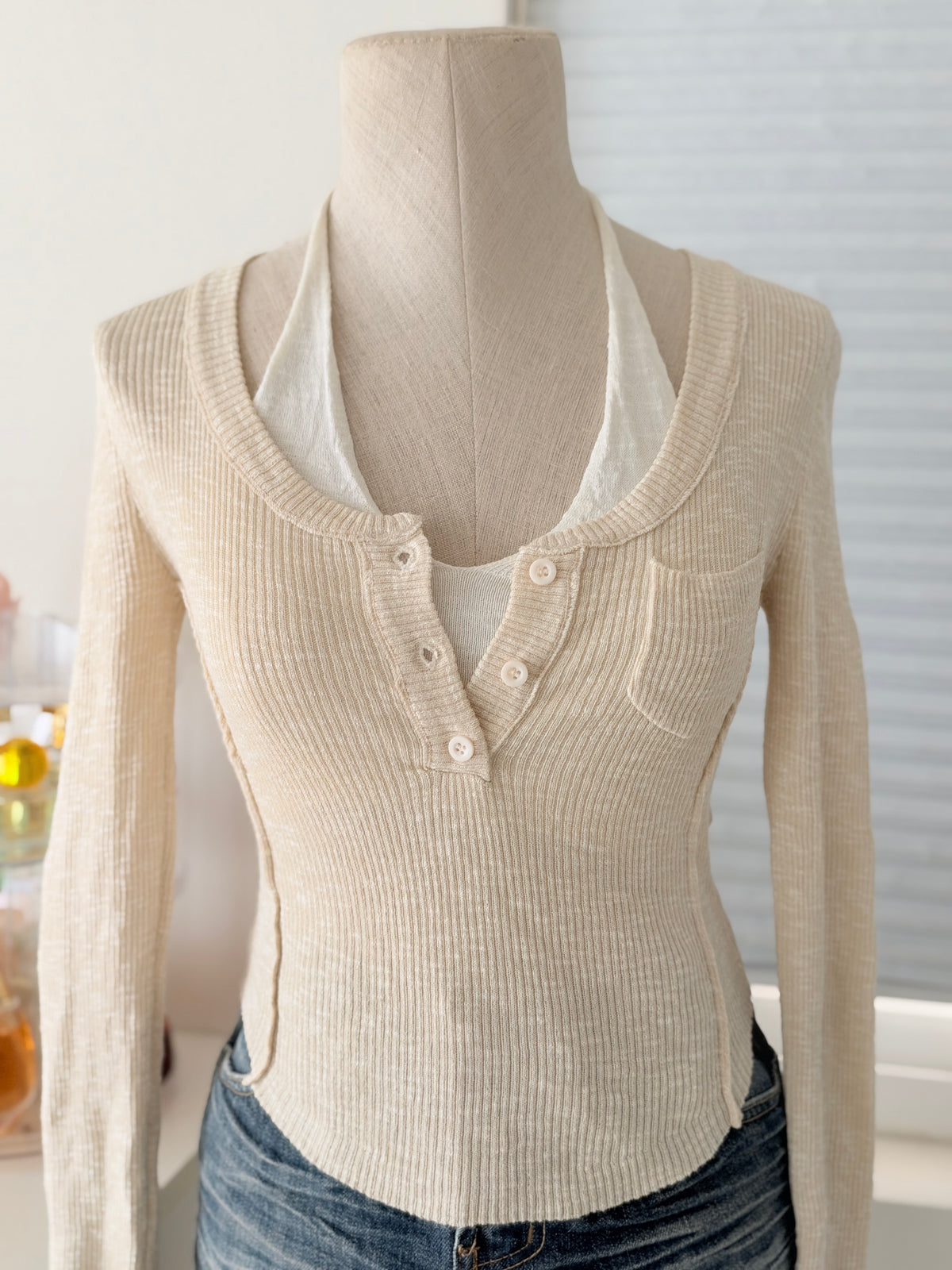 Cream henley halter top
