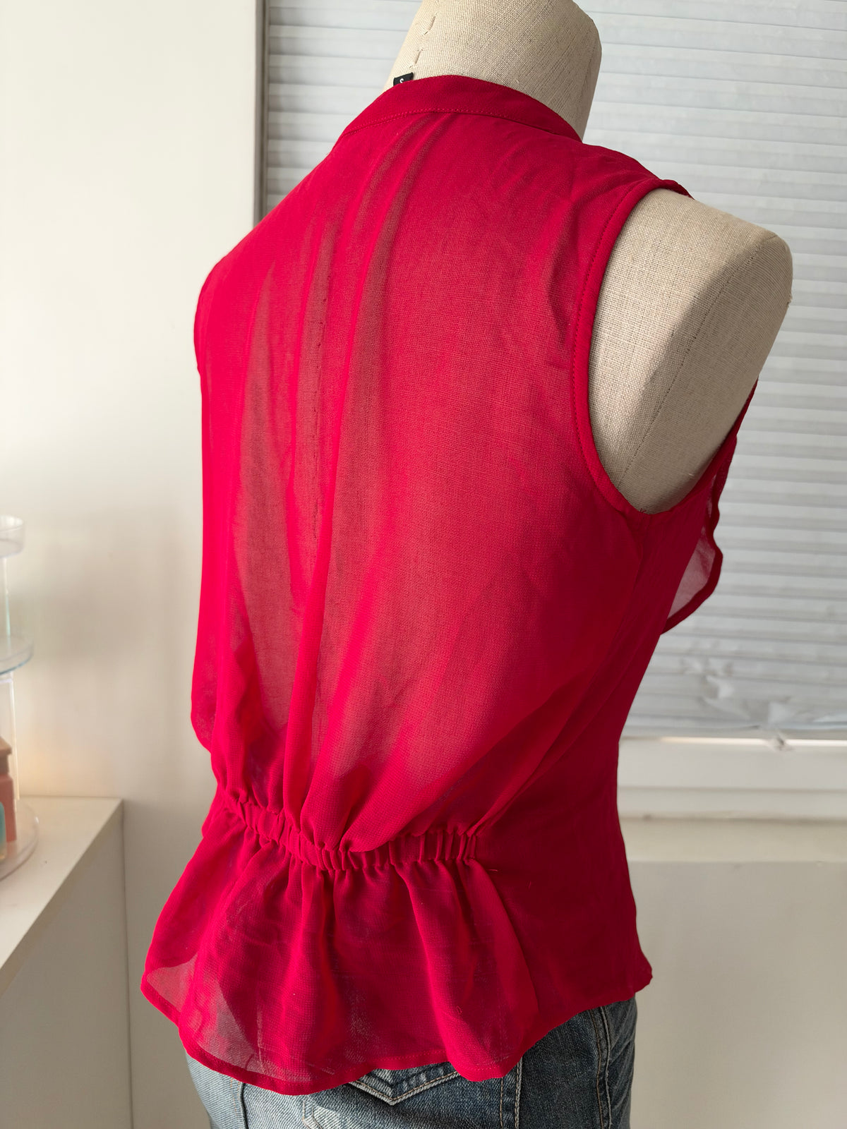 Red ruffle top