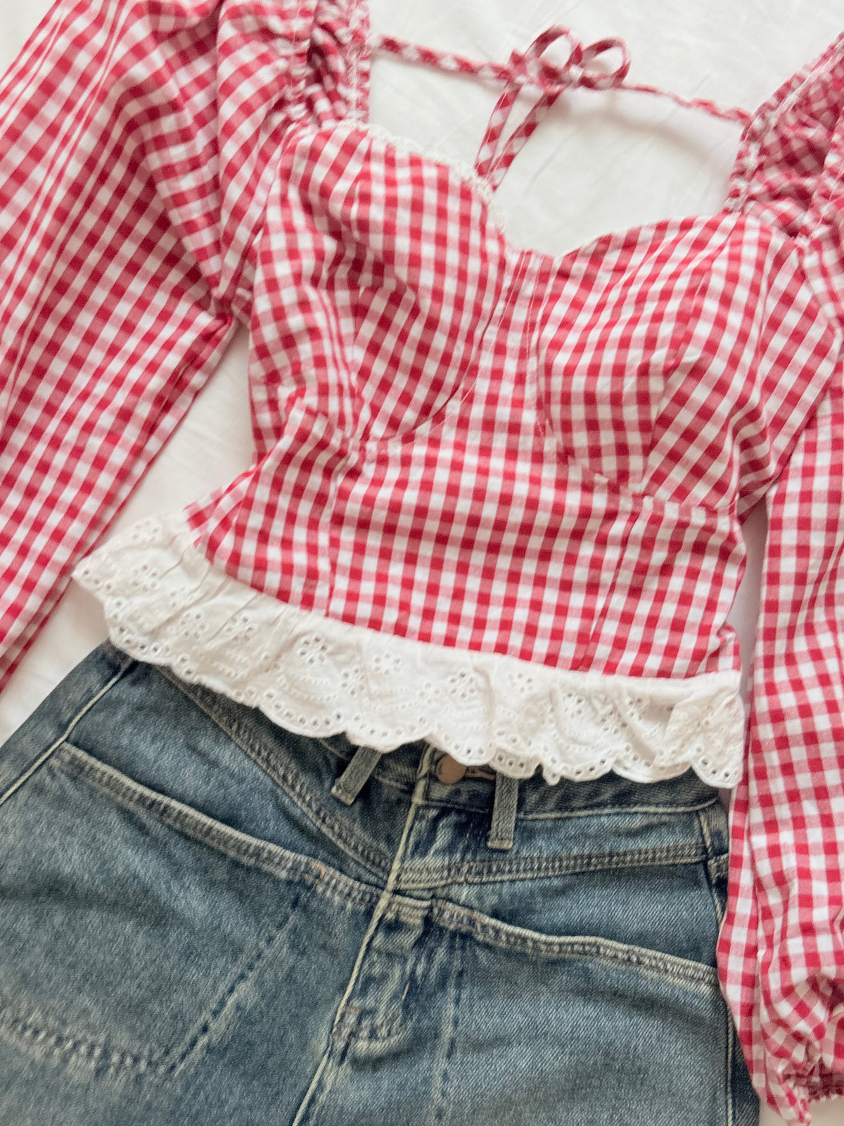 Gingham lace top