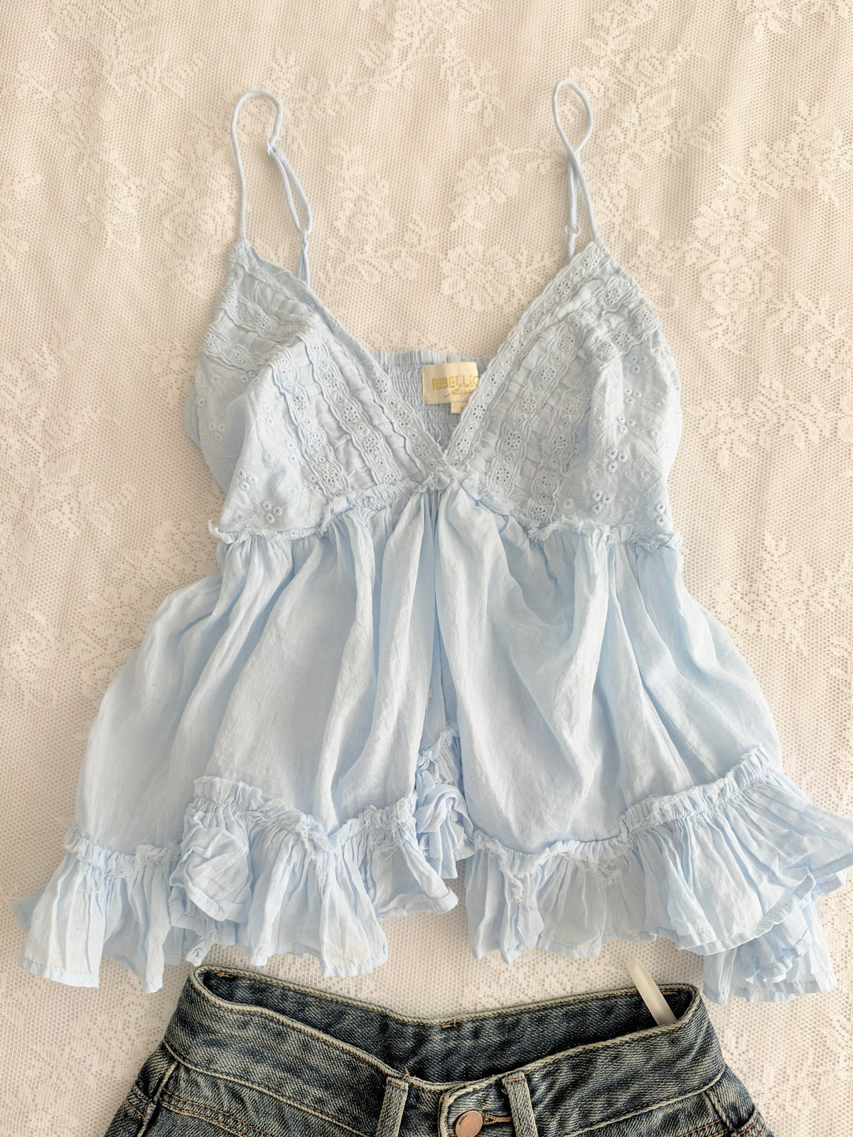 Blue frill top