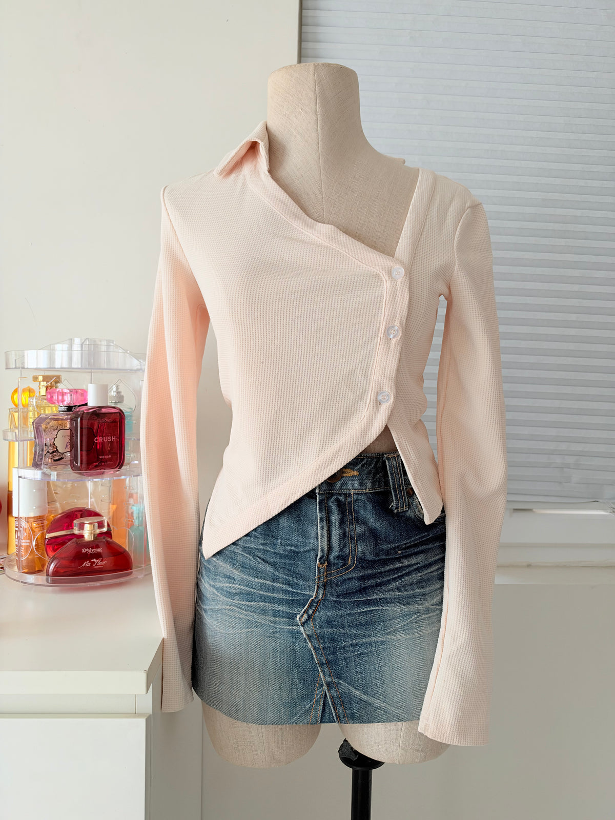 Cream side buttoned top