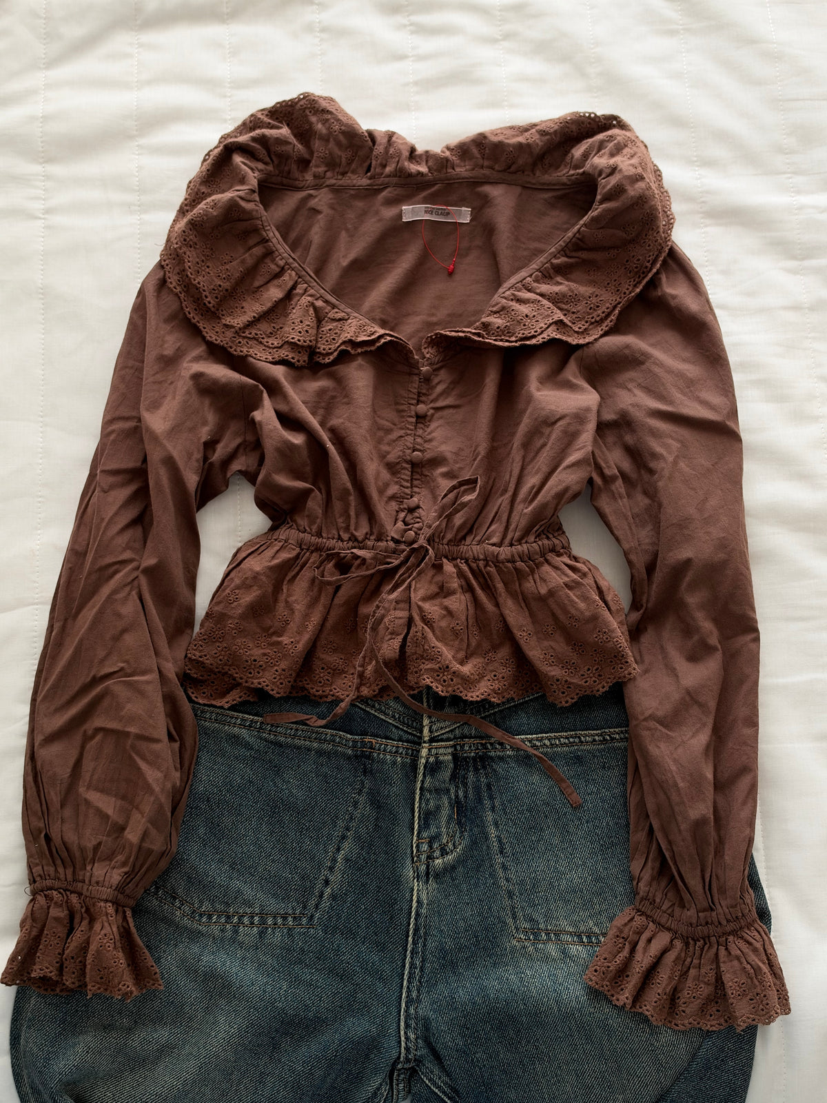 Brown eyelet top