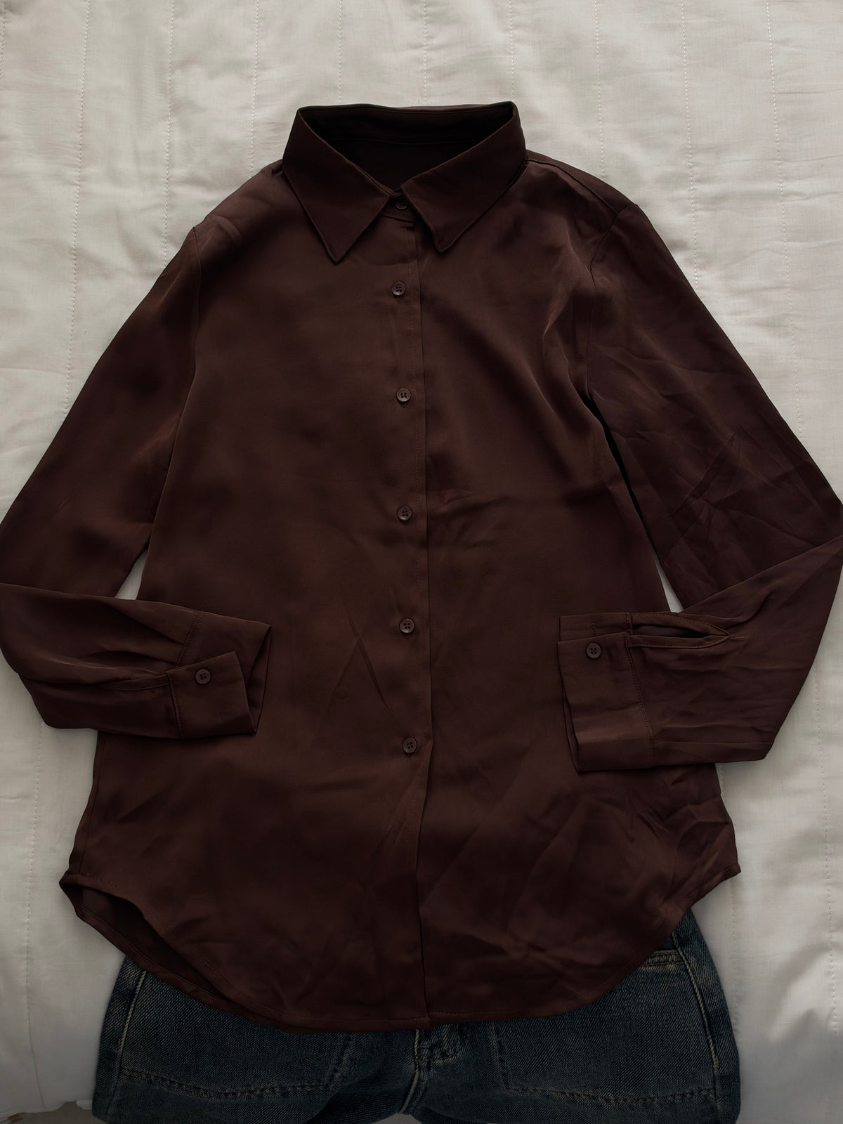 Brown satin shirt