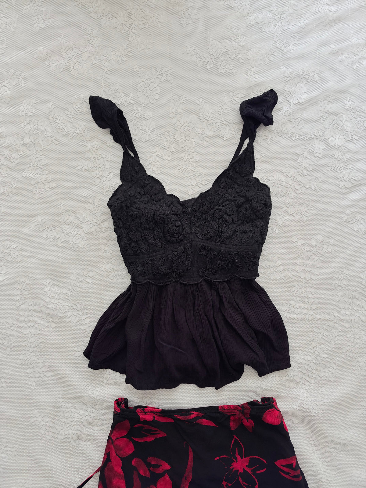 Black embroidered top