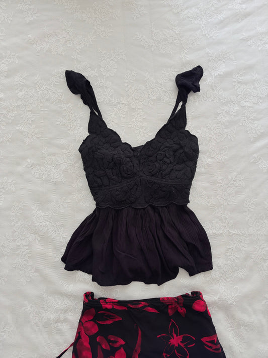 Black embroidered top