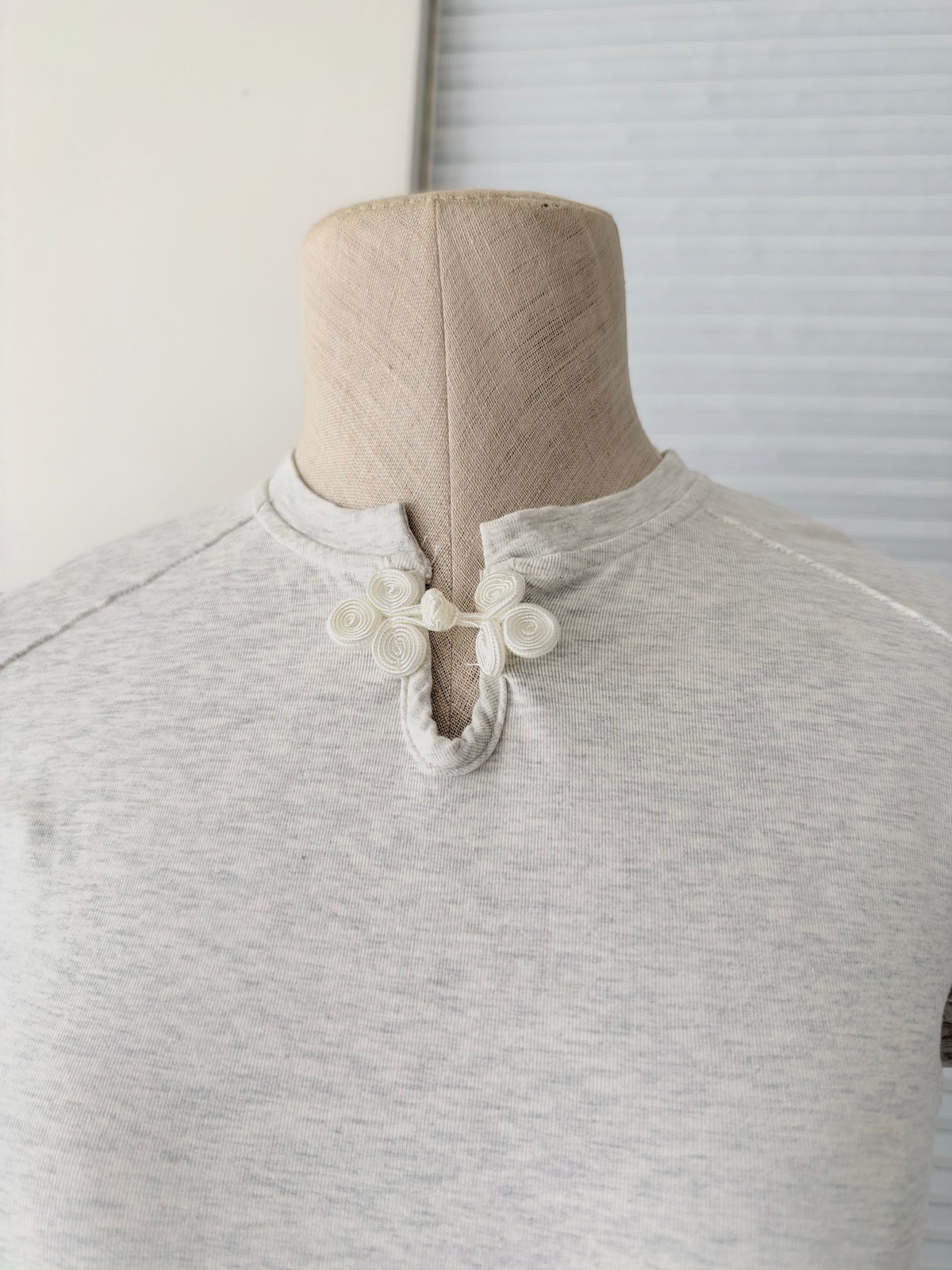 Grey chinese collar top
