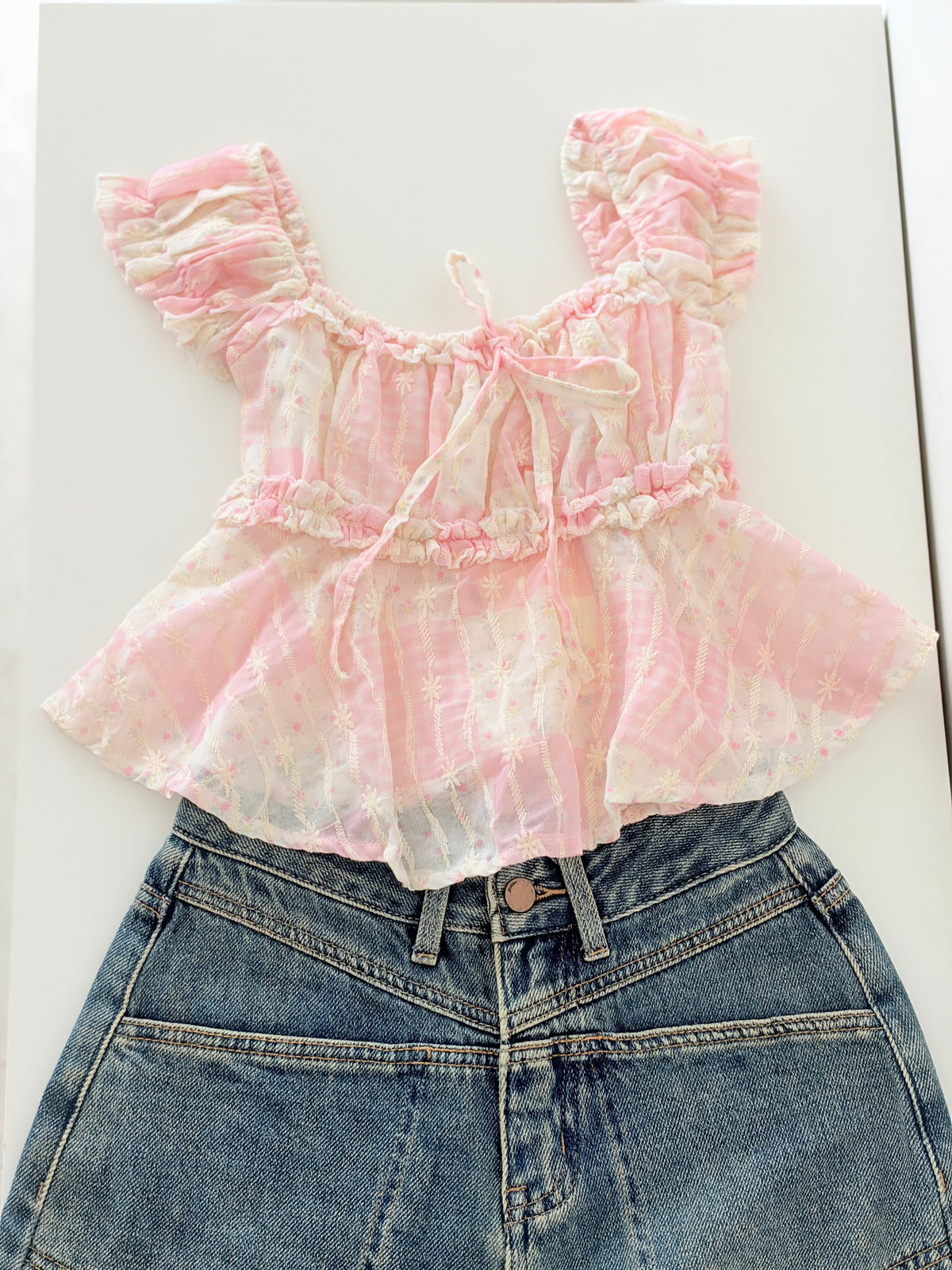 Pink embroidered top