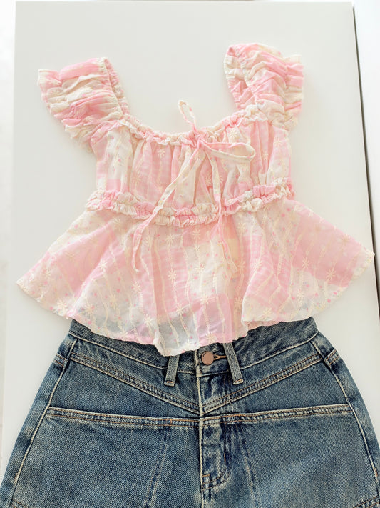 Pink embroidered top