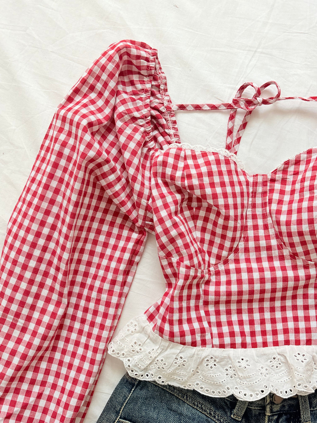 Gingham lace top