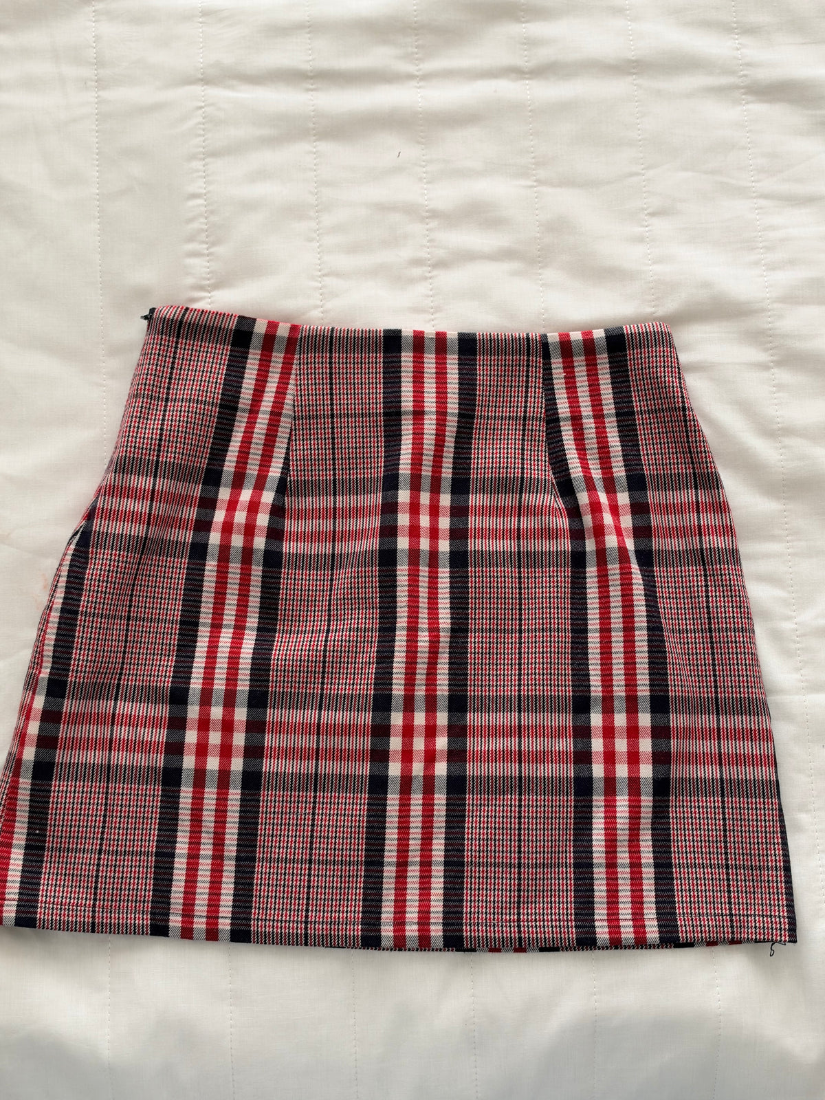 Red navy plaid skirt