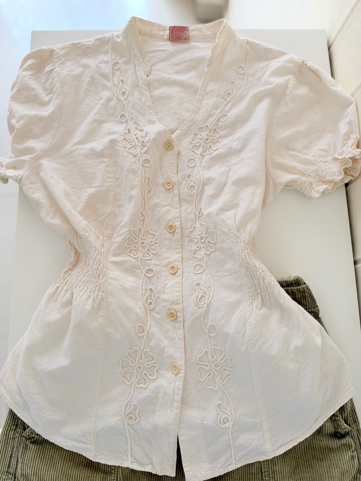 Cream embroidered top