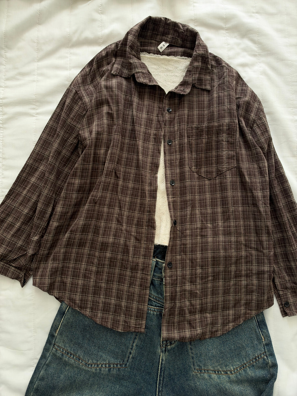 Brown plaid oversized shirt