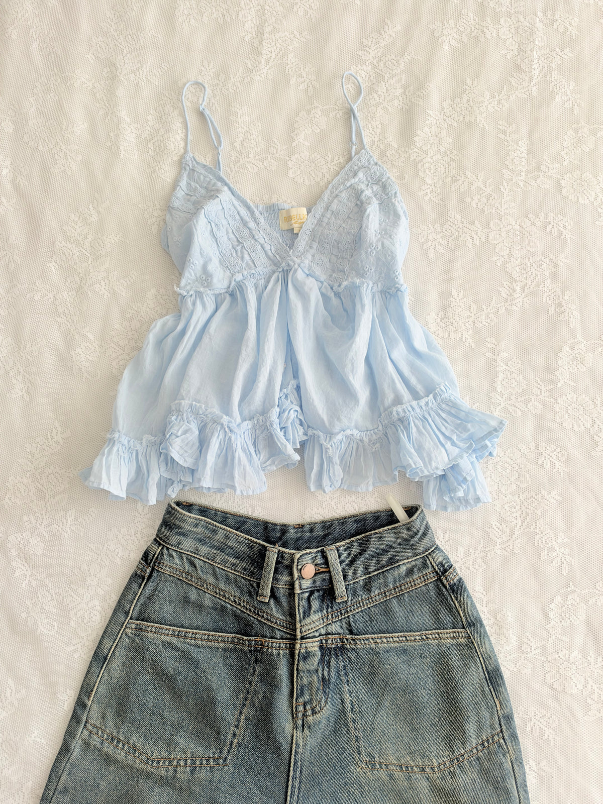 Blue frill top