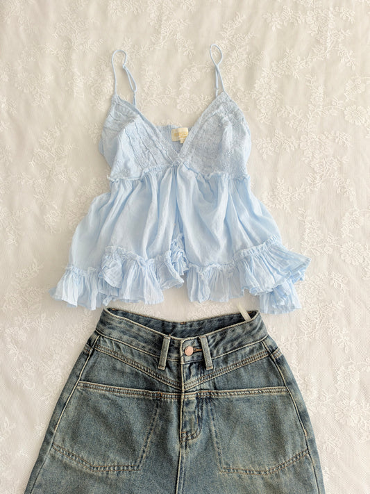 Blue frill top