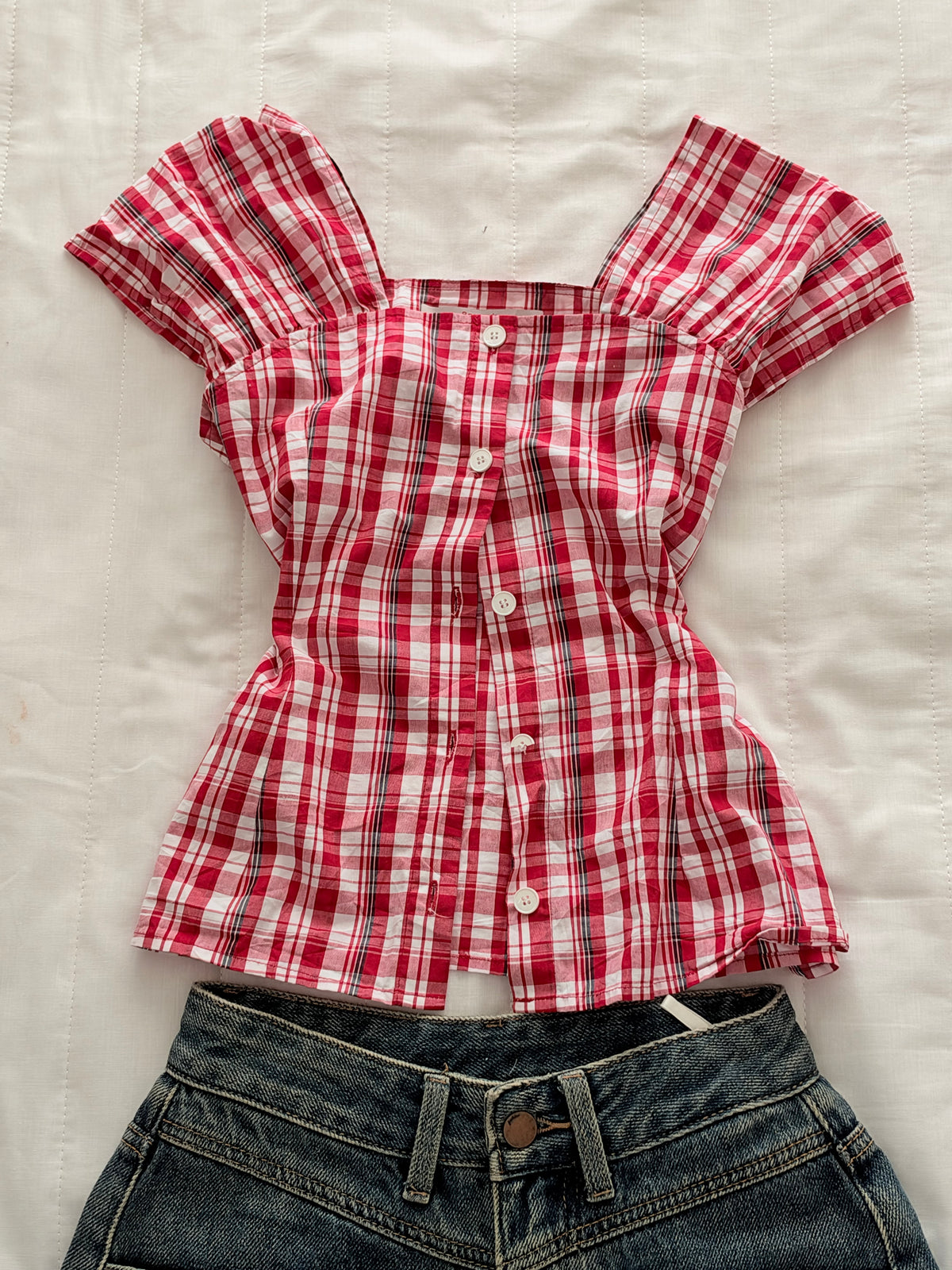 Red plaid top