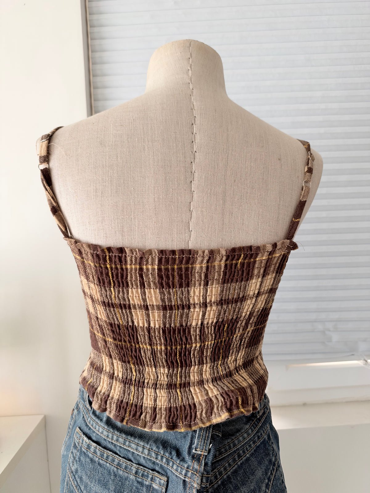 Brown plaid top